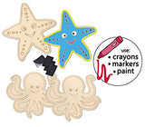AoneFun Starfish Wooden Under The Sea Craft Sea Animal Cut Outs Wood Craft Supplies for Adults Designs to Paint Summer Crafts for Kids Bulk Craft AoneFun