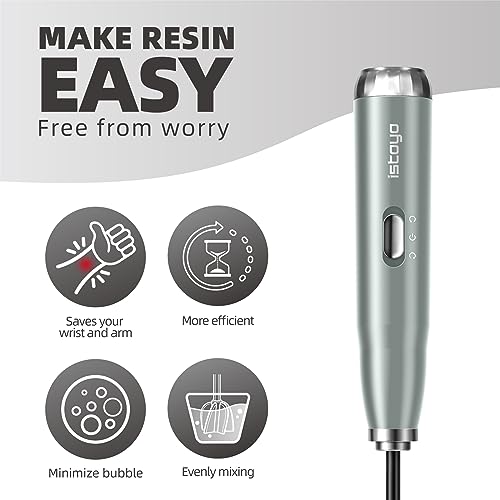 ISTOYO Premium Resin Mixer, Handheld Battery Epoxy Mixer for Saving Your Wrist, Epoxy Resin Mixer Pro, Resin Stirrer for Resin, Resin Molds, Silicone - WoodArtSupply