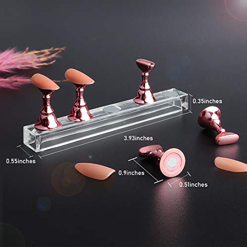 2 Sets Pink Nail Stand for Press on Nails Display, Magnetic Fake Nails Holder for Painting Nails Practices, Beginner Acrylic Nail Art Kit JUSTOTRY