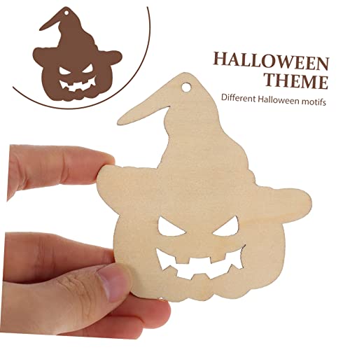 Abaodam 100 Pcs Halloween Wood Chips Lantern Decorative Miniture Decoration Home Decoration Wooden Paint Crafts Spider Wood Shapes Unfinished Wooden Abaodam