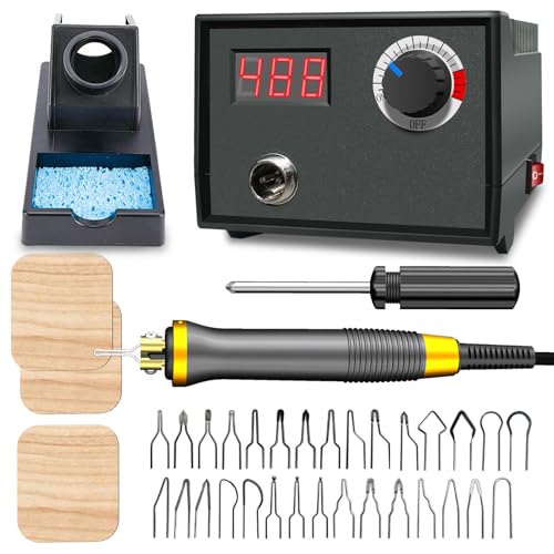 FIRElood Wood Burning Tool, Wood Burner kit Pen 25~750℃, Wood Burning kit with Digital Thermometer Temperature Adjustable Temperature, 1 pyrographic FIRElood