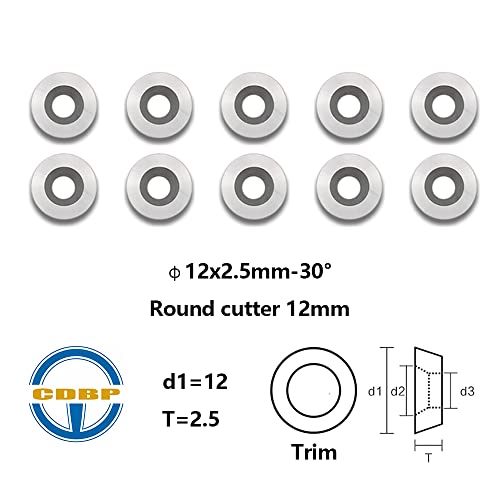 CDBP 12mm(1/2 inch) Round Carbide Inserts for Woodturning, R12x2.5mm Indexable Carbide Cutter fits for DIY Woodworking Lathe Wood Turning Finisher - WoodArtSupply