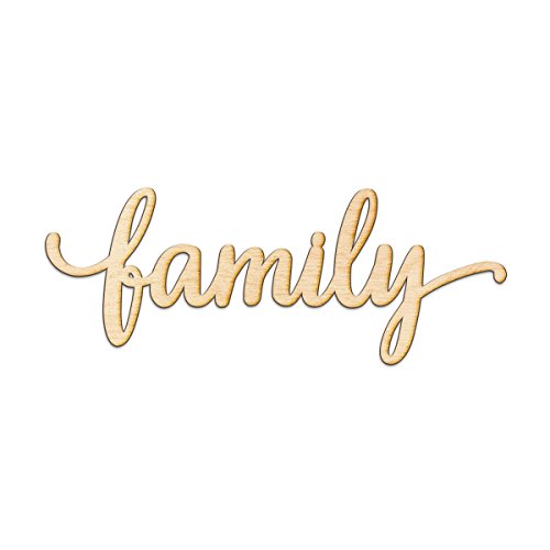 Woodums – Family Script Wooden Wall Art Decor, Unfinished Wood Sign for Family Room Decor, Charlie Script Letter Wood Cutout, 12 x 5 Inches Wall