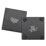 24 Pack Drink Coasters Set, SIJDIEE 4 Inch Square Slate Stone Drink Coasters with Square Blank Wood Craft Coasters for DIY Painting Wood Engraving SIJDIEE