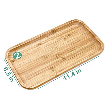 Bam&Boo Natural Bamboo Serving Tray Minimalist Rectangular — Food, Storage, Decor for Breakfast, Parties, Weddings, Picnics (11.5" x 6")