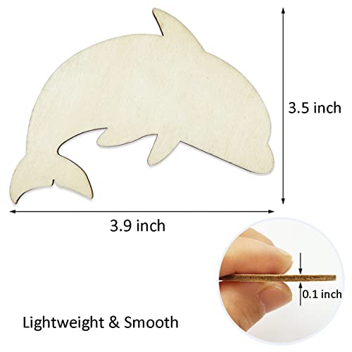 20pcs Unfinished Dolphin Shaped Wood Cut Out Dolphin Wood DIY Crafts Cutouts Blank Wooden Dolphin Shaped Shaped Hanging Ornaments for Wedding JEKEJIAJIU
