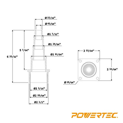 POWERTEC 70121 Tool Adapter for Shop Vac Wet/Dry Vacuums - WoodArtSupply