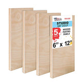 U.S. Art Supply 6" x 12" Birch Wood Paint Pouring Panel Boards, Studio 3/4" Deep Cradle (Pack of 4) - Artist Wooden Wall Canvases - Painting U.S. Art Supply