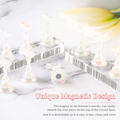 BQAN 2 Set Nail Holder for Painting Nails, Transparent Acrylic Nail Stand for Press on / Fake Nail Tips Training / Nails Display with 96 Pcs Reusable BQAN