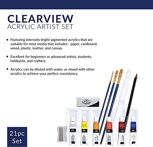 Royal & Langnickel Essentials Clear View Acrylic Painting Set, Small - WoodArtSupply