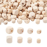 Craftdady 400pcs Natural Unfinished Cube Wood Beads Large Hole Blank Unpainted Square Wooden Loose Beads 10-16mm for Necklace Bracelet DIY Jewelry Craftdady