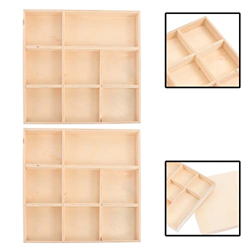 COHEALI 2pcs Boxes Storage Box Wood Drawer Divider Cube Storage Bins Jewelry Display Case Jewelry Organizer Clear Unfinished Jewelry Display Plate - WoodArtSupply