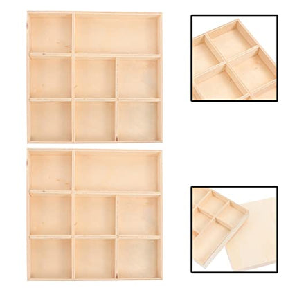 COHEALI 2pcs Boxes Storage Box Wood Drawer Divider Cube Storage Bins Jewelry Display Case Jewelry Organizer Clear Unfinished Jewelry Display Plate - WoodArtSupply