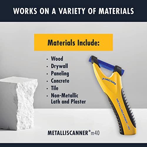 Zircon MetalliScanner m40 Handheld Electronic Metal Detector For Use on Dry Wall, Concrete, Lathe and Plaster, Stucco and More Zircon