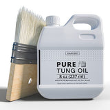 8 OZ Pure Tung Oil for Wood Finishing with Wood Brush, Waterproof Wood Sealer Indoor and Outdoor, 100% Pure Natural Tung Oil for Unfinished Bare OAIEGSD
