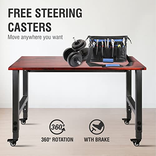 Olympia Tools 48in Adjustable Height Workbench, w/ 14 Levels of Height Adjustment & Heavy Duty Mobile Work Bench for Garage Home Office Olympia Tools