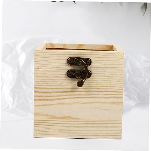 Holibanna 6 Pcs Wooden Box with Glass Lid Candy Unfinished Wooden Chest Earring Display Holder Jewelry Container Glass Jewelry Keepsake Necklace Case Holibanna