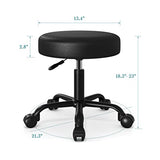 HOOMIC Rolling Stool Swivel Salon Shop Stool Chair Adjustable Drafting Stool Massage Spa Stool with PU Leather Cushioned in Black… HOOMIC