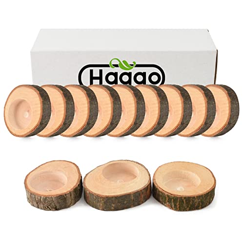 Hagao Tea Light Candle Holders, Personalized Wooden Votive Tealight Holder for Wedding Party Birthday Holiday Set of 12 (0.75") Hagao