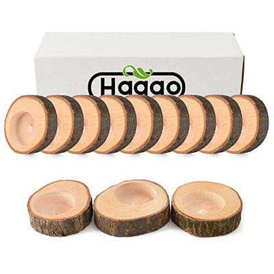 Hagao Tea Light Candle Holders, Personalized Wooden Votive Tealight Holder for Wedding Party Birthday Holiday Set of 12 (0.75")