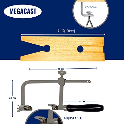 Megacast 3 in 1 Professional Jeweler's Saw Set Saw Frame 144 Blades Wooden Pin Clamp Wood Metal - WoodArtSupply