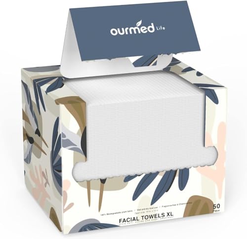 ourmed life Disposable Face Towel | Lint-Free Biodegradable Towels | Face Clean Dry Makeup Remover Wipes | Super Soft & Thick for Sensitive Skin | ourmed life