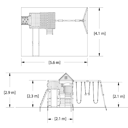Backyard Discovery Hillcrest All Cedar Wooden Swing Set, Upper Covered Fort, Lower Playhouse, Picnic Area, Sandbox, Step Ladder, 10 ft Wave Slide, Backyard Discovery