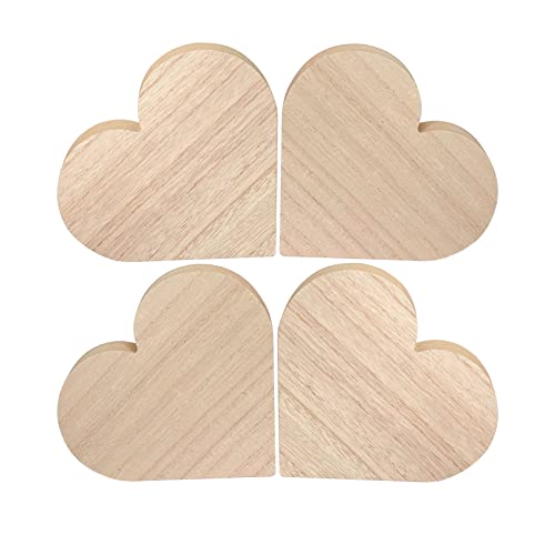 4 Pack 6 Inch Thick Wood Heart Wooden Heart Block Unfinished MDF Wood Heart Signs Tabletop Heart for Crafts Mother's Day Memorial Sign (6x6x1 in) Cregugua