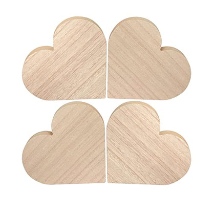 4 Pack 6 Inch Thick Wood Heart Wooden Heart Block Unfinished MDF Wood Heart Signs Tabletop Heart for Crafts Mother's Day Memorial Sign (6x6x1 in) - WoodArtSupply