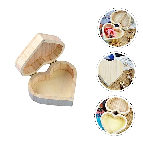 ABOOFAN 6 Pcs Wooden Box Jewelry Storage Boxes Gift Container Valentines Day Heart Wood Block Heart Shape Wood Boxes Kids Jewelry Organizer Kids Gift ABOOFAN