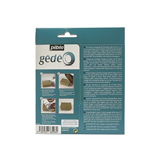 Pebeo GEDEO KIT-Mirror Effect Leaf, Gold Finish Gilding, 3 foils Pebeo