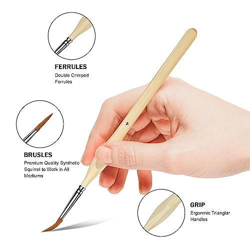 11Pcs Paint Brushes,Miniature Paint Brushes with Ergonomics Grip Handles,Detail Paint Brush Set for Fine Detailing & Art Painting - Acrylic, - WoodArtSupply