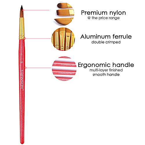 Transon Artist Paint Brush Set of 12 for Acrylic Watercolor Gouache Oil Craft Painting Pink TRANSON