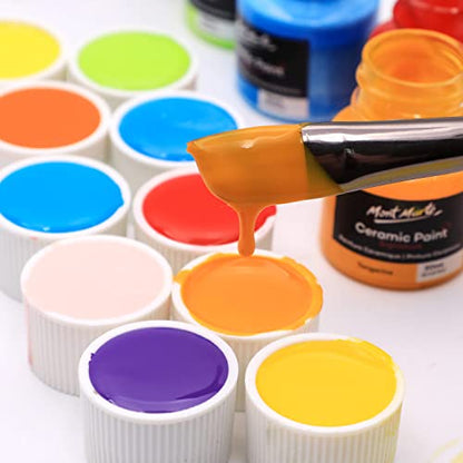 MONT MARTE Ceramic Paint Set Signature 26 x 0.7 US fl.oz (20ml) Multicolor, Vibrant Ceramic Paint, Suitable for Porcelain, Glass, China, Acrylic - WoodArtSupply