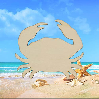 Creaides 20pcs Wooden Sea Animals DIY Crafts Cutouts Crab Shaped Wood Ornaments for DIY Projects Home Decoration