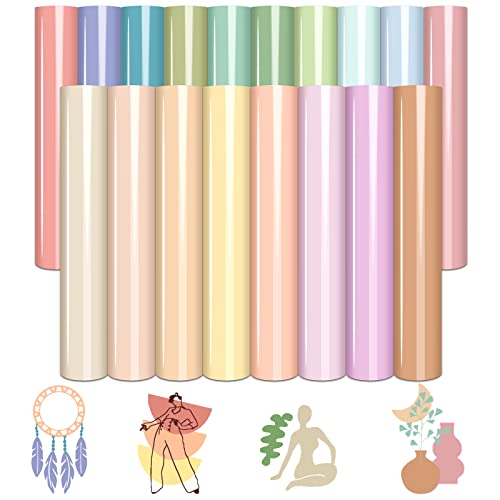 Tintnut Boho Color Heat Transfer Vinyl - 18 Sheets 12 X10 Inche Neutral Tone Brown HTV Vinyl Aqua Iron On Vinyl Beige/Brown/Tan/Light Lilac HTV for - WoodArtSupply