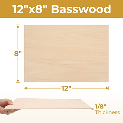 Calvana (12-Pack) 12”x8”x1/8” Balsa Sheets for Crafts - Perfect for Architectural Models Drawing Painting Wood Engraving Wood Burning Laser Scroll