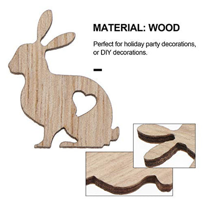 GANAZONO 72Pcs Mini Unfinished Wood DIY Crafts Easter Egg Rabbit Wooden Cutouts Discs Slices for DIY Projects Craft Easter Decor Rabbit - WoodArtSupply