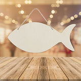 6pcs Fish Wood Signs DIY Crafts Cutouts Wooden Fish Shaped Hanging Signs Ornaments with Twines for Wedding Birthday Party Decorations Creaides