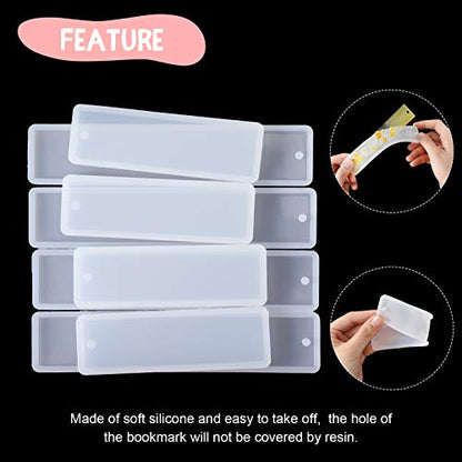38 Pieces Bookmark Resin Mould Set, Include Rectangle Bookmark Silicone Mould Epoxy Resin Jewelry Mould with Colorful Tassels and Dried Flowers for