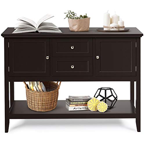 Giantex Buffet Sideboard, Wood Storage Cabinet, Console Table with Storage Shelf, 2 Drawers and Cabinets, Living Room Kitchen Dining Room Furniture, Giantex