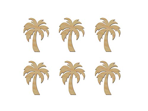 Palm Tree Shape Unfinished Wood Cutouts 2.5" Inch 6 Pieces PALM-06