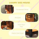 PawHut Outside Cabin-Style Wooden Dog House for Large Dogs with Openable Roof & Giant Window, Outdoor & Indoor Big Dog House, Asphalt Roof, Yellow PawHut