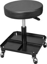Torin ATR6350B Rolling Pneumatic Creeper Garage/Shop Seat: Padded Adjustable Mechanic Stool with Tool Tray Storage, Black Torin
