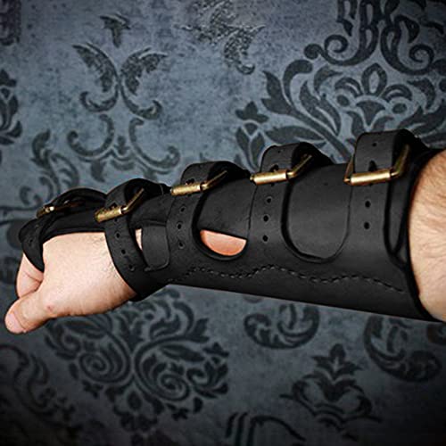 Syktkmx Roller Buckle Pleather Armor Gauntlet Bracers Wristband Arm Guard Armor Cuff Punk Gothic Medieval Costume Gauntlet Vambraces - WoodArtSupply