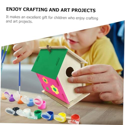 SEWACC 1 Set Lanyard House Wind Chime Ornament Wooden Arts Kits Wind Chime Kit Kids Craft Unfinished Arts Kits Wind Chime Pendant The Brush Painted SEWACC