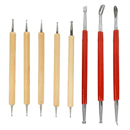 8Pcs DIY Hand-Made Leather Craft Carving Stylus Tool Spoon Double Head Point Drill Pen Kit Set Stainless Steel Sculpting Set Convenient Steel Tip
