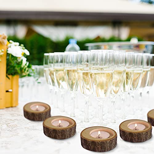 Hagao Tea Light Candle Holders, Personalized Wooden Votive Tealight Holder for Wedding Party Birthday Holiday Set of 12 (0.75") Hagao
