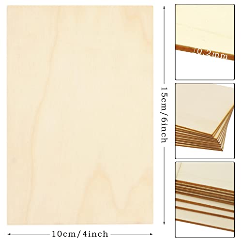 Jyongmer 50 Pieces Unfinished Wood Pieces, Thin Wood Sheets Plywood Sheets Unfinished Basswood Sheets for Wooden DIY Ornaments, Painting, Drawing, Jyongmer