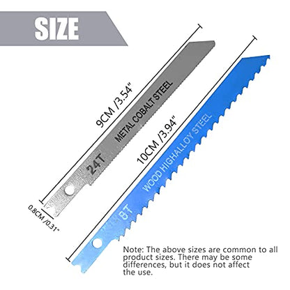 Saihisday 14PCS U-Shank Jigsaw Blades Jig Assortment for Wood Metal Cutting - WoodArtSupply